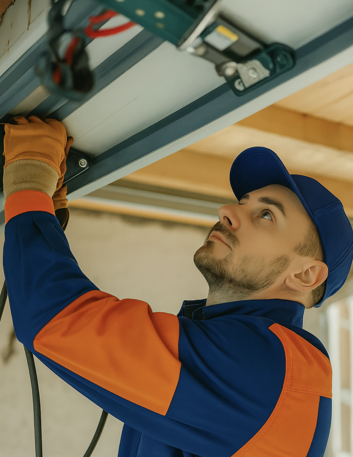 Titan Garage Doors technician assisting homeowner during garage door service in Iowa, representing garage-door-financing options with flexible payment plans for repairs and installations