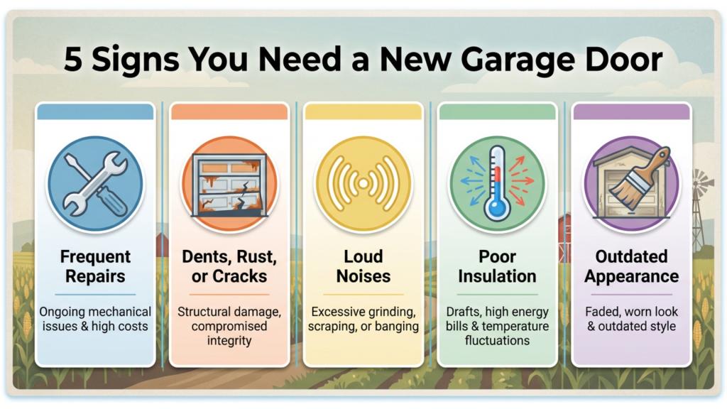 Infographic listing 5 warning signs that you need a new garage door