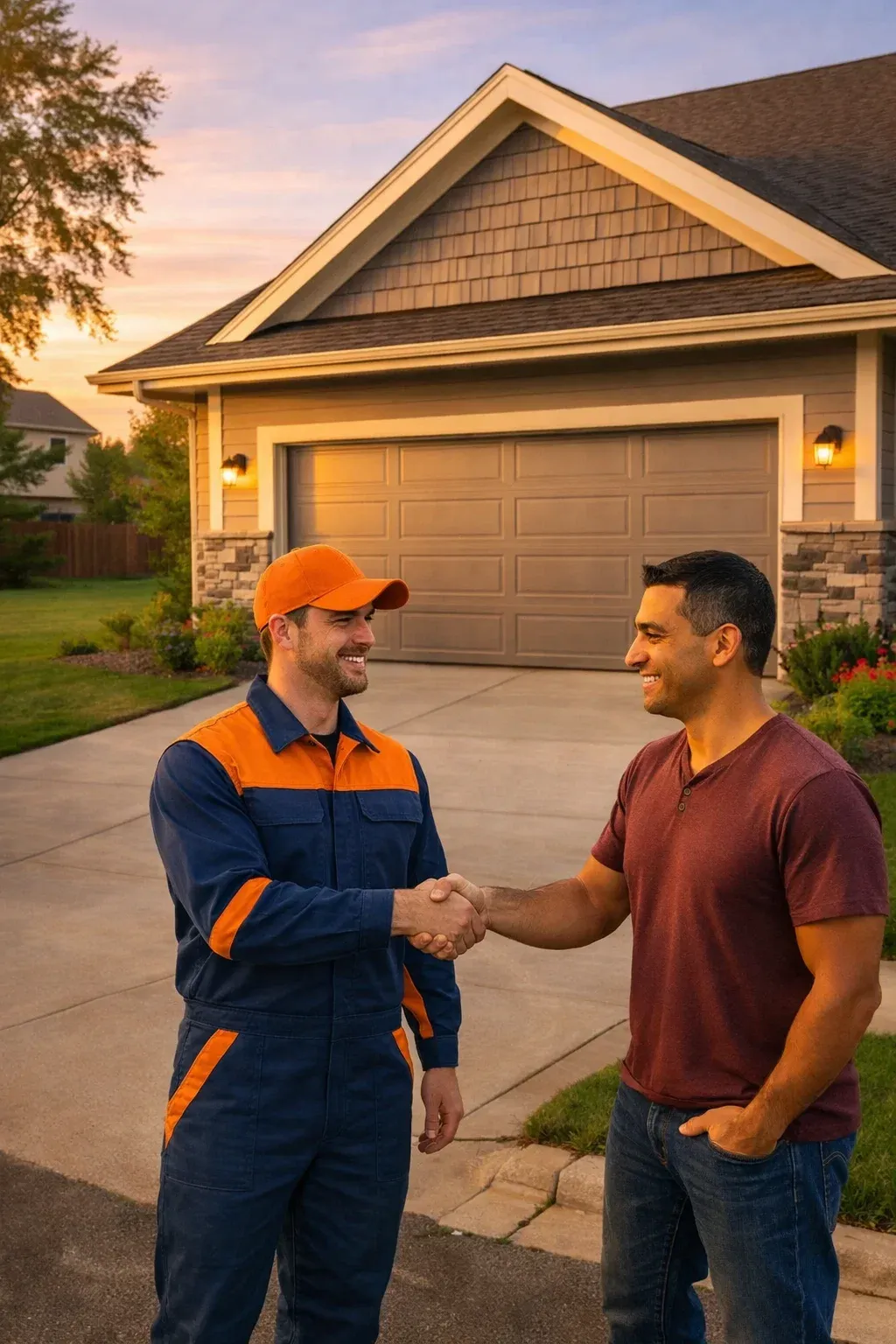 image (23) Titan Garage Doors technician assisting homeowner during garage door service in Iowa, representing garage-door-financing options with flexible payment plans for repairs and installations