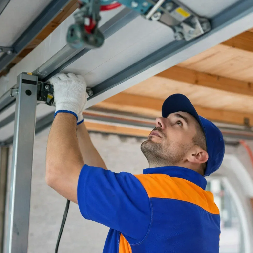 Titan Garage Doors technician performing garage-door-repair-north-liberty service, delivering reliable garage door repair in North Liberty, IA with fast, trusted work by local experts inside a residential garage