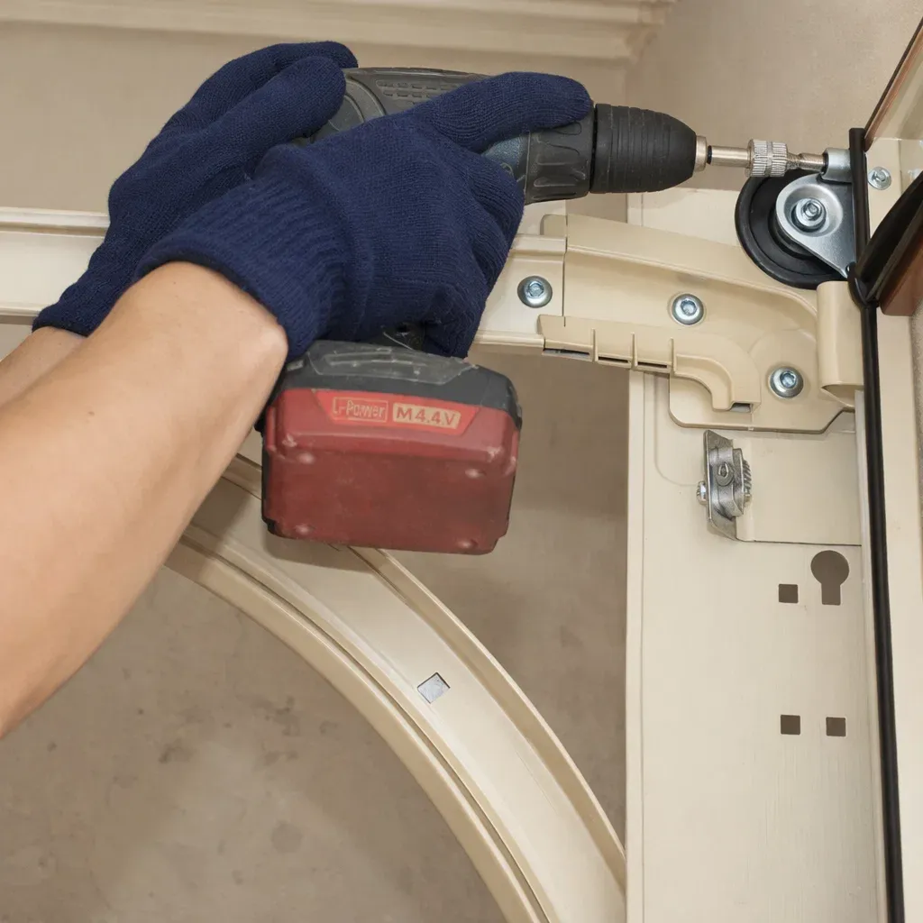 Titan Garage Doors technician providing garage-door-repair-marion service, completing expert garage door repair in Marion, IA with fast, local service from licensed technicians inside a residential garage