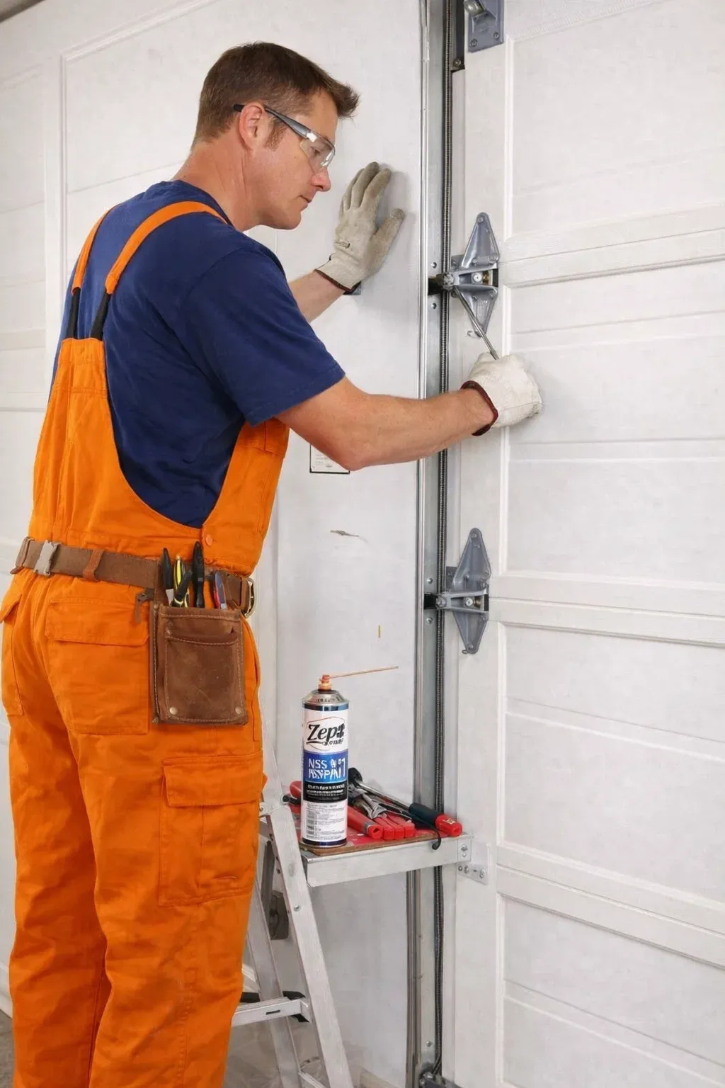 Titan Garage Doors technician providing garage-door-repair-iowa-city service, completing professional garage door repair in Iowa City, IA with licensed local expertise inside a residential garage
