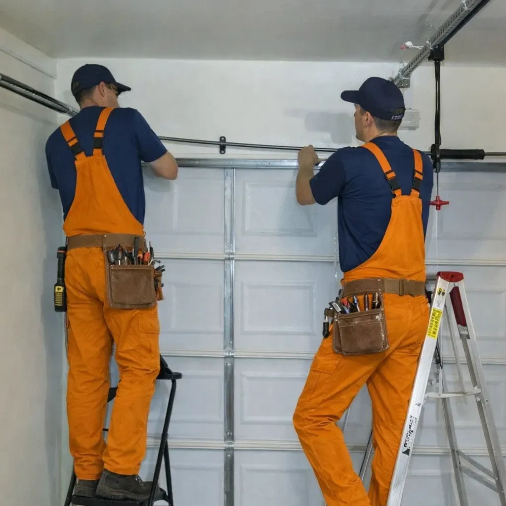 Titan Garage Doors technician providing garage-door-repair-marion service, completing expert garage door repair in Marion, IA with fast, local service from licensed technicians inside a residential garage