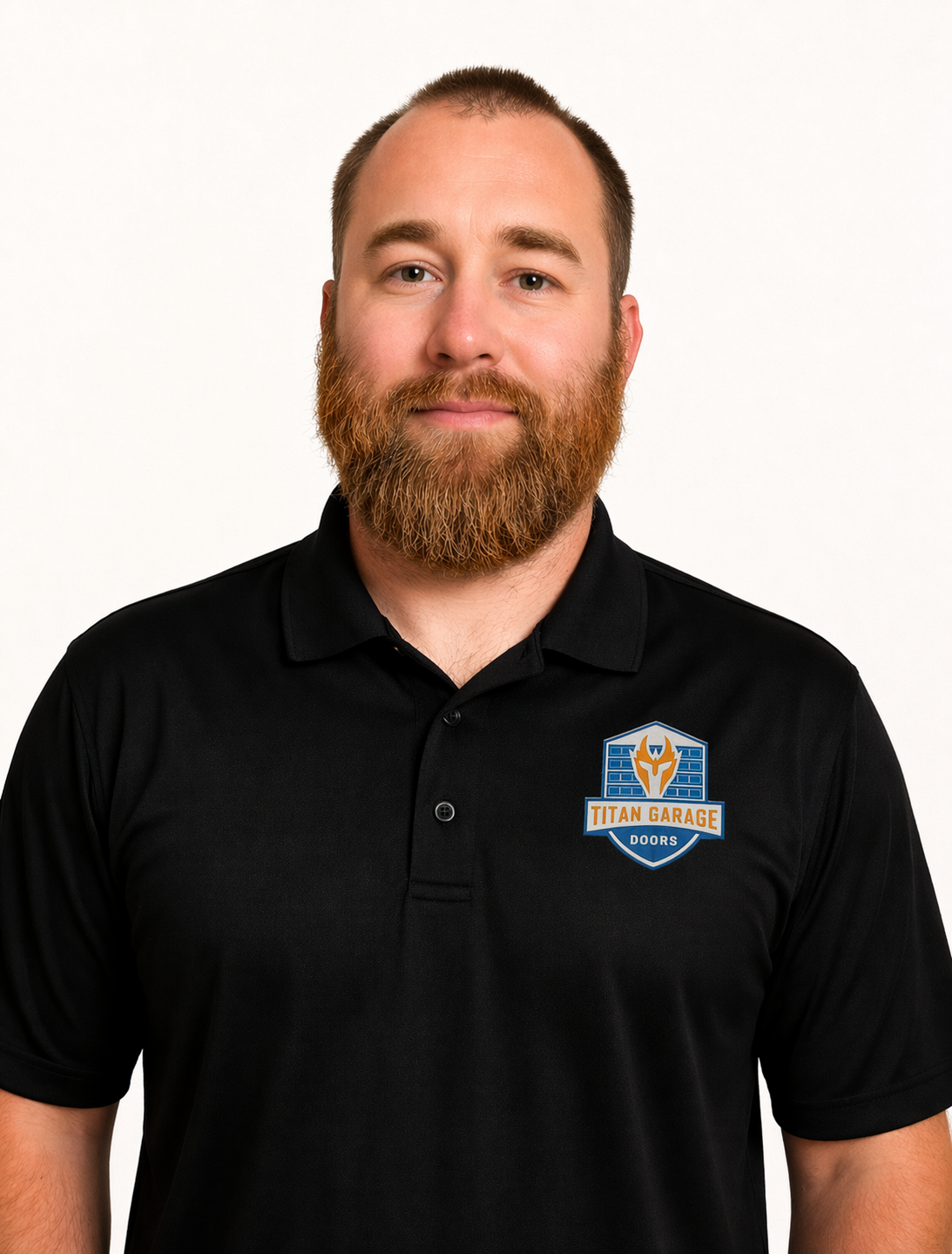 A close-up image of Brandon E., sales & business development manager at Titan Garage Doors Iowa