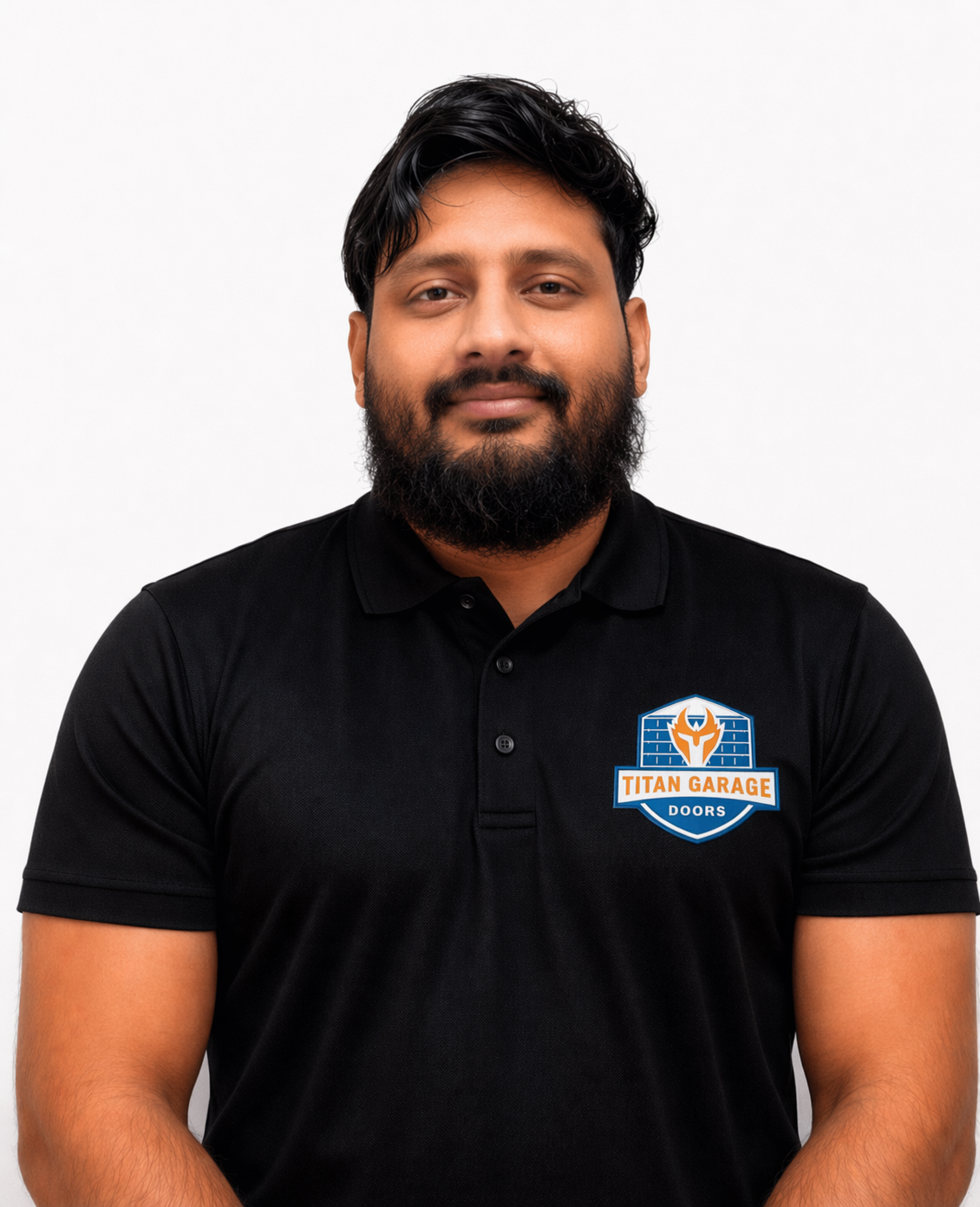 A close-up image of Gerson F., senior technician at Titan Garage Doors Iowa